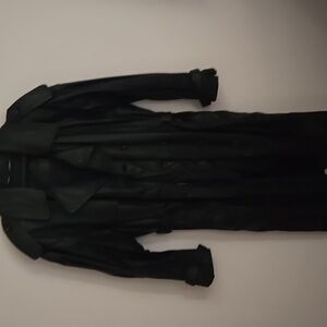 Men's Black LeatherTrench Coat
